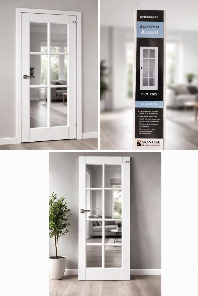 🔥🔥🔥🔥Witte binnendeur met glas 93x231,5 cm –  SKS1203, Ophalen, 80 tot 100 cm, Binnendeur, 200 tot 215 cm