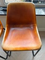 8 Cognac leren eetkamerstoelen - Stoer & Gebruikt, Huis en Inrichting, Stoelen, Ophalen, Gebruikt, Bruin, Leer