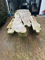 Karakteristieke boomstam tafel incl. 2 bankjes, Gebruikt, 100 tot 150 cm, 200 cm of meer, Ophalen of Verzenden