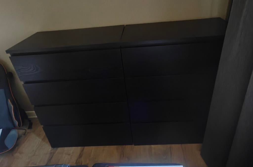 2x IKEA MALM ladekast zwart/bruin, 4 lades, 100x80x48cm, Gebruikt, 100 tot 150 cm, 3 of 4 laden, 25 tot 50 cm