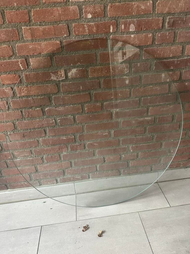 Rond glazen tafelblad 1 meter, Huis en Inrichting, Tafelonderdelen, Ophalen, Gebruikt, 50 tot 100 cm, Rond