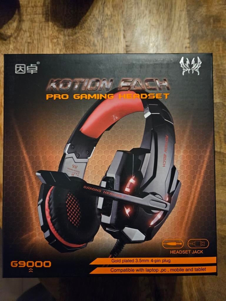 G9000 Pro Gaming Headset Kotion Each Zwart/Rood, Ophalen, Kotion Each, Nieuw, Gaming headset