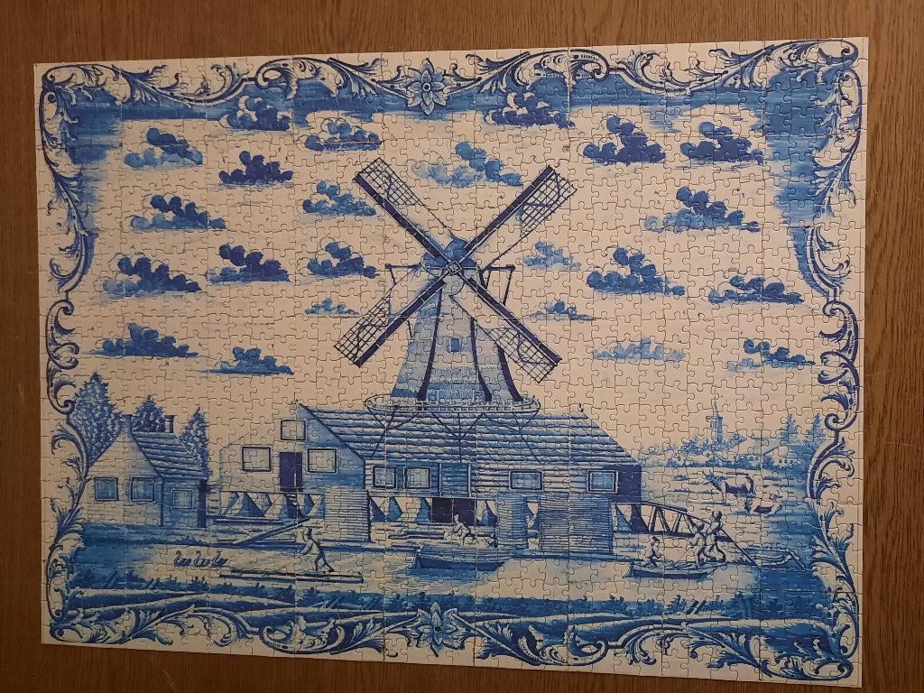 Puzzle: Delfts Blauw tegeltableau, Ophalen of Verzenden, 500 t/m 1500 stukjes, Zo goed als nieuw, Legpuzzel