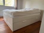 IKEA Brimnes bed 140x200 Lönset lattenbodem sultan matras, Ophalen, Wit, Tweepersoons, 140 cm