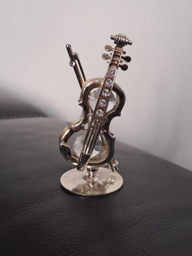 Decoratieve viool met strijkstok en kristal, Ophalen of Verzenden