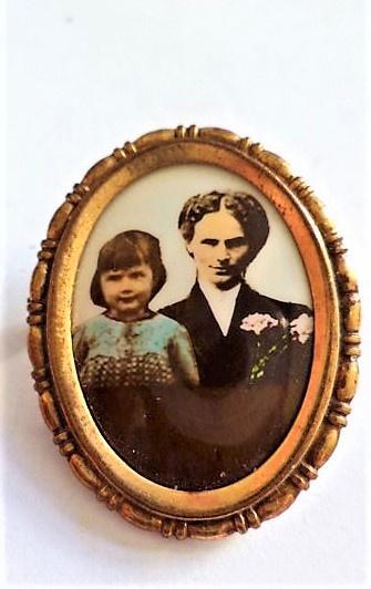 Prachtig antiek gouddoublé foto-medaillon broche (7131-614), Sieraden, Tassen en Uiterlijk, Antieke sieraden, Broche, Overige materialen