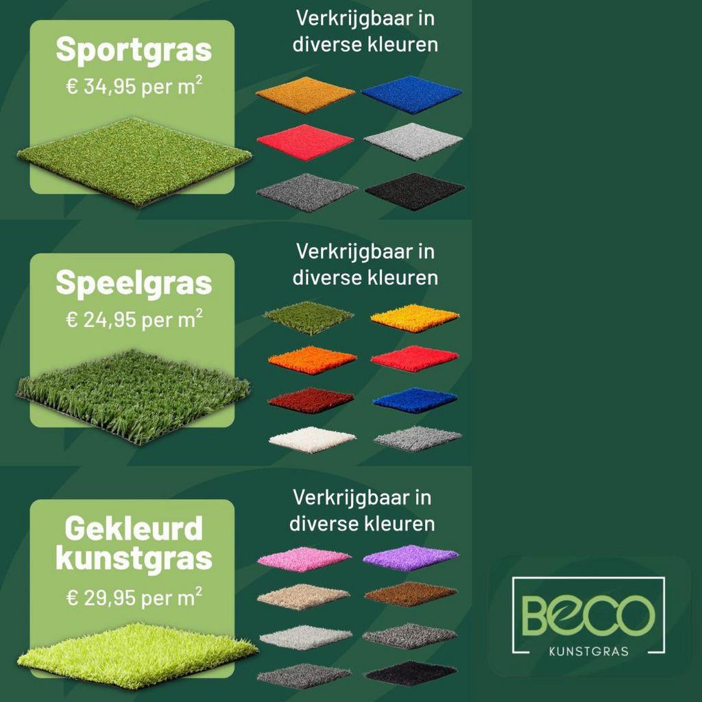 Kunstgras gekleurd, sport en spel.✅⚽️, Tuin en Terras, Gras en Kunstgras, Ophalen, Nieuw, 20 m² of meer, Kunstgras