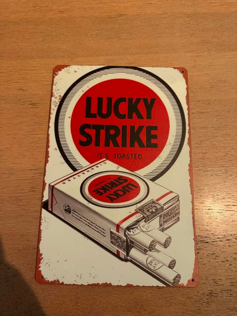Metalen Wandbordje Lucky Strike - Nieuw (30x20 cm), Ophalen of Verzenden, Nieuw