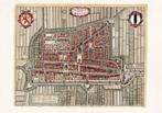 Grote antieke landkaart posterformaat van Delft, Voor 1800, Ophalen of Verzenden, Nederland, Landkaart