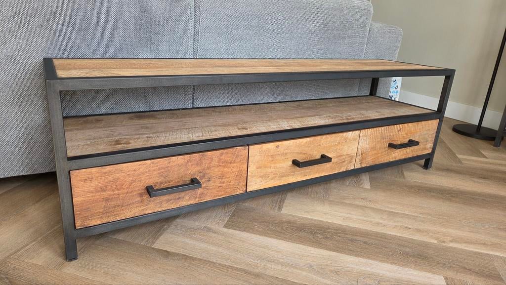 Televisiemeubel (Sanders Wonen), Huis en Inrichting, Kasten | Televisiemeubels, Ophalen, 100 tot 150 cm, Teakhout, Zo goed als nieuw