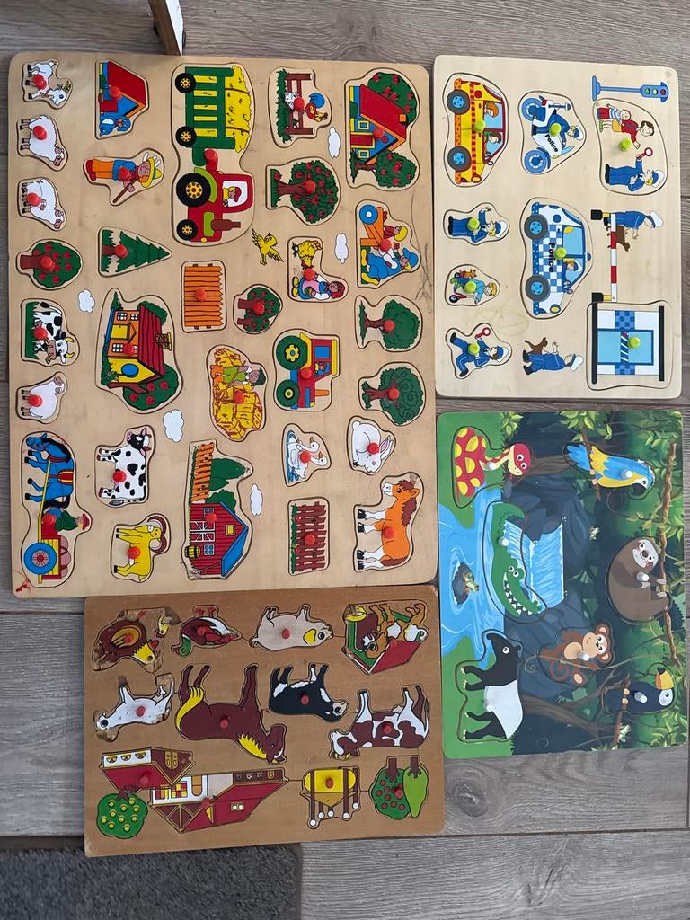 9 x Houten Puzzels - Leerzaam en Leuk!, 2 tot 4 jaar, Gebruikt, 10 tot 50 stukjes, Ophalen of Verzenden