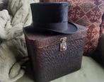 Hoge herenhoed antiek izgst incl mooie hoedendoos 57 Miekje, Ophalen of Verzenden