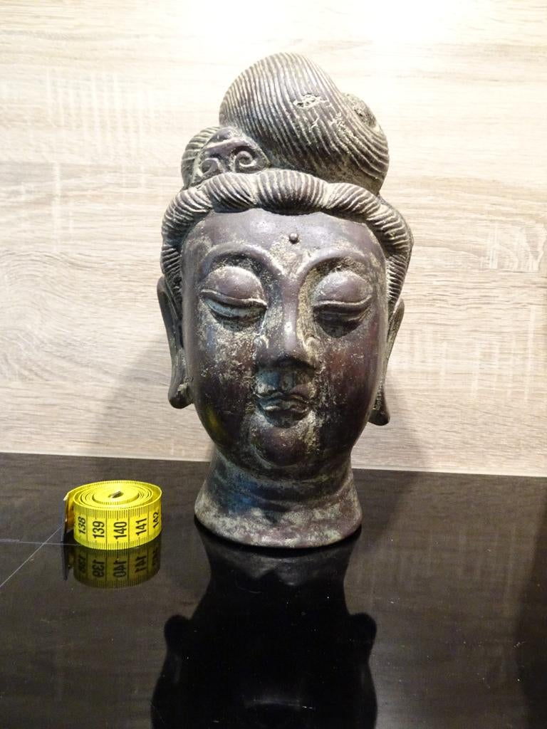 Chinese bronzen kop Guanyin, Ophalen of Verzenden