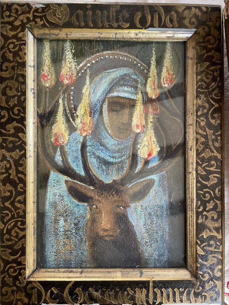 Schilderij Sainte Ida de Toggenburg met hert, Ophalen