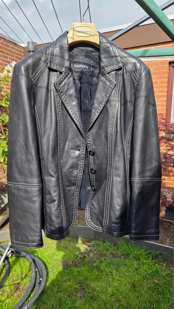 Leren jas Bianca maat 40, Ophalen, Zo goed als nieuw, Maat 38/40 (M), Zwart