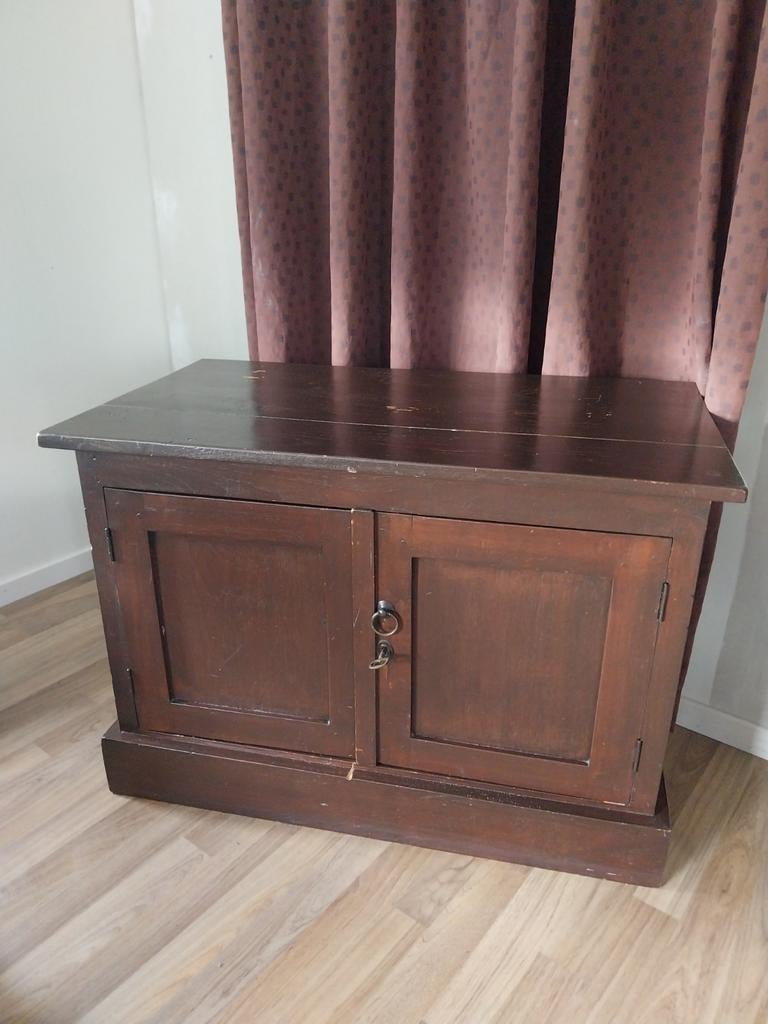 Teak houten tv kastje, Ophalen, Gebruikt, 50 tot 100 cm, Minder dan 100 cm