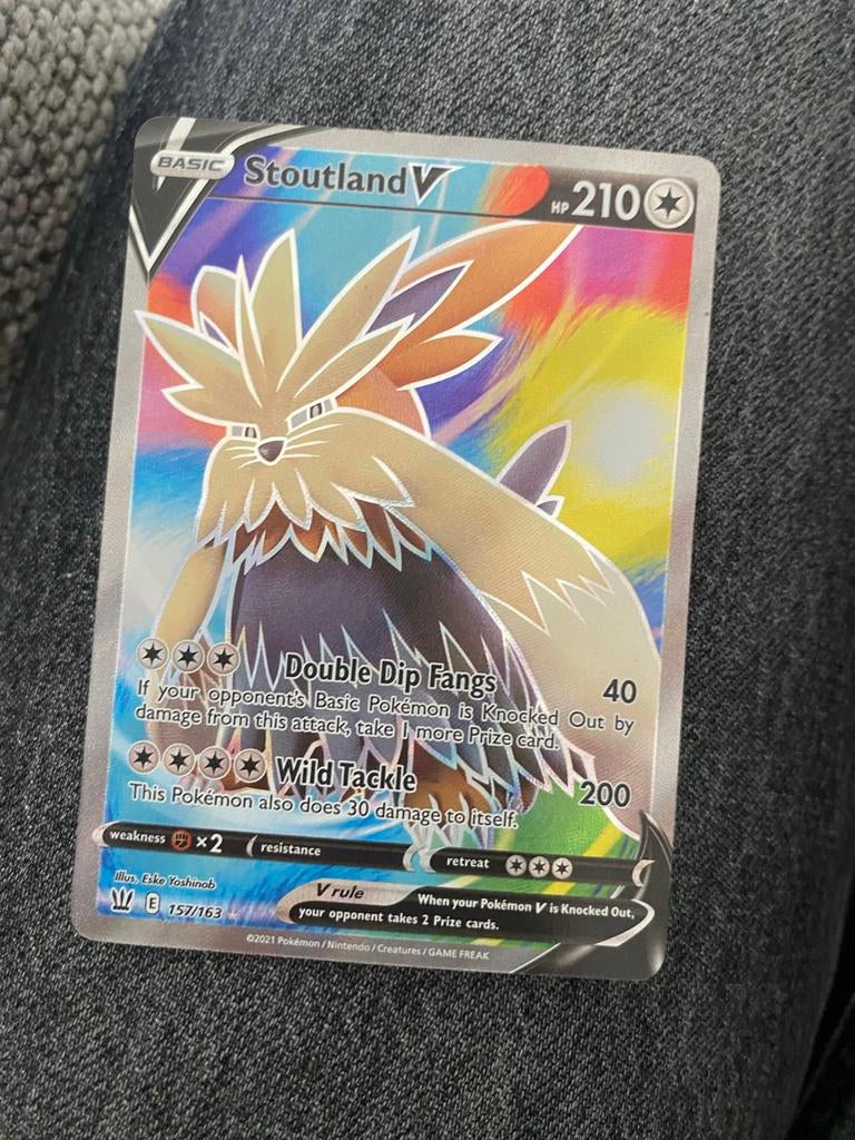 Stoutland V Pokémon Kaart, Ophalen of Verzenden, Zo goed als nieuw, Losse kaart, Foil
