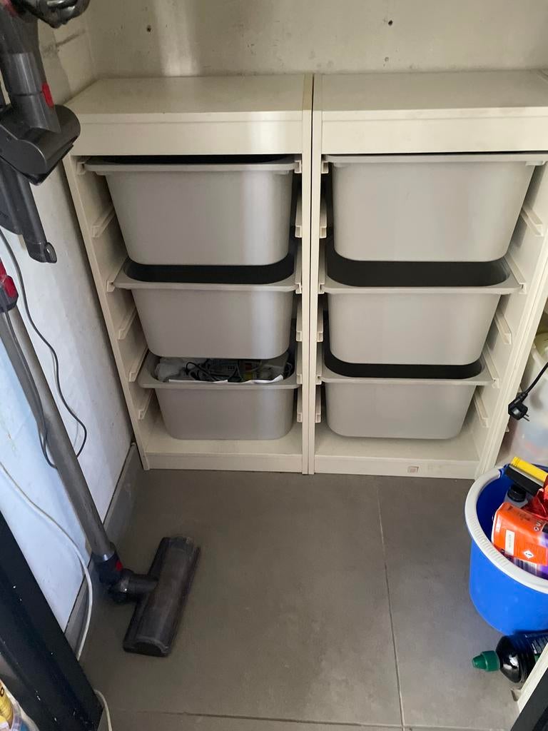 IKEA TROFAST Opbergcombinatie wit met grijze bakken, Ophalen, Gebruikt