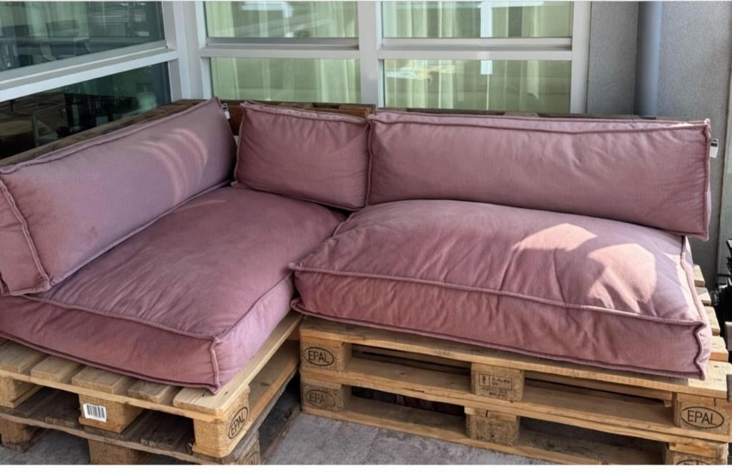 Stevige loungeset in zeer goede staat, Ophalen, 3 zitplaatsen, Steigerhout, Zo goed als nieuw