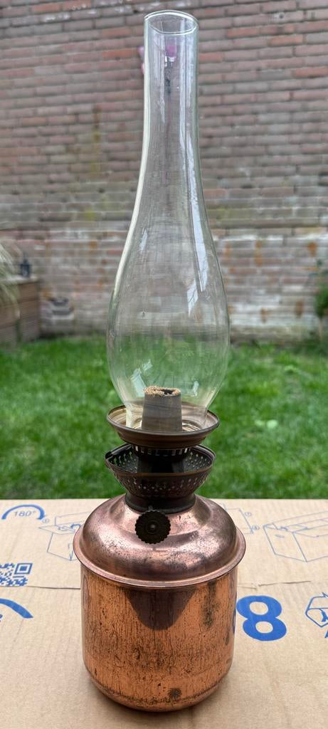 Koperen vintage olielamp, Ophalen of Verzenden
