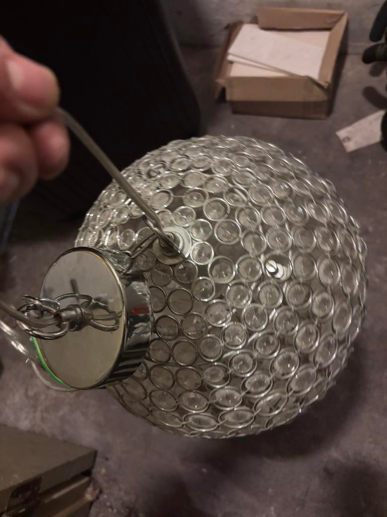 Hanglamp met glazen kralen, Huis en Inrichting, Lampen | Hanglampen, Ophalen of Verzenden, Gebruikt, Glas, Minder dan 50 cm
