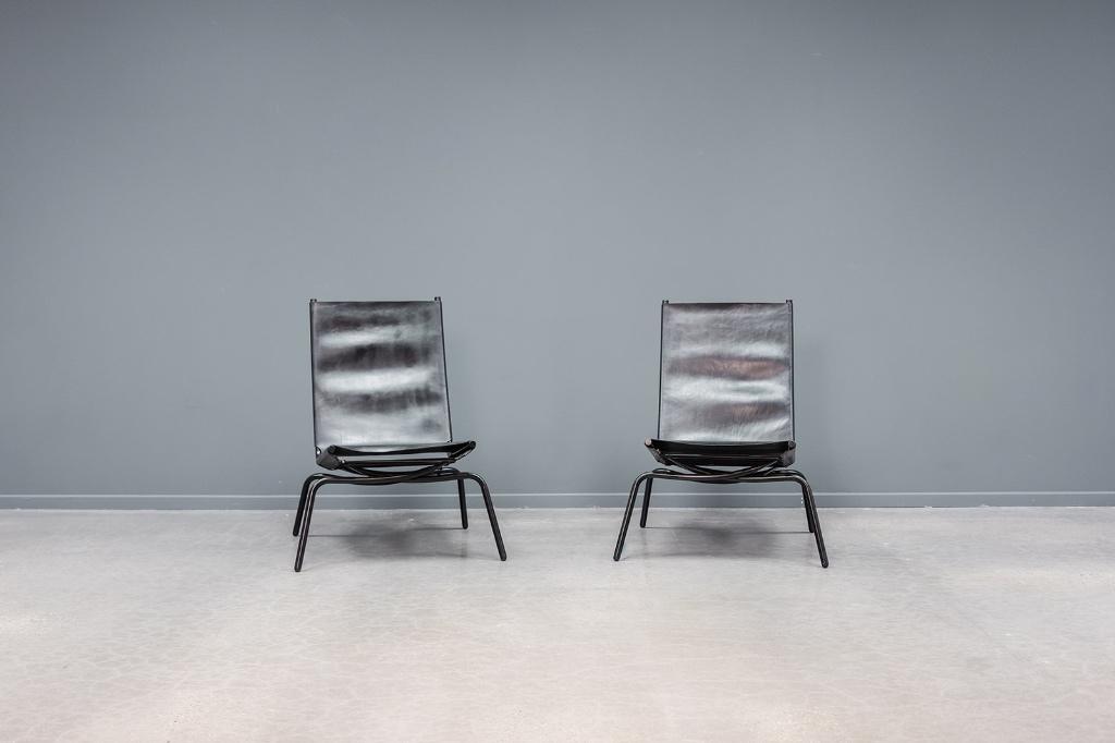 Crossed legs lounge chairs, 2x, Huis en Inrichting, Ophalen of Verzenden, 75 tot 100 cm, 50 tot 75 cm