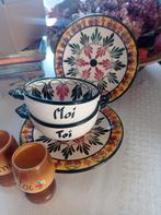 Vintage 'Moi & Toi' soepkommen en eierdopjes Set, Ophalen of Verzenden