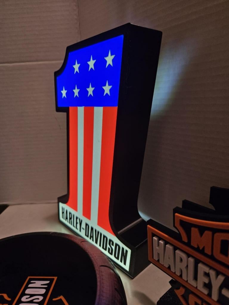 Harley-Davidson LED USB Lichtbord - Nummer 1 Logo, Motoren, Ophalen of Verzenden, Zo goed als nieuw