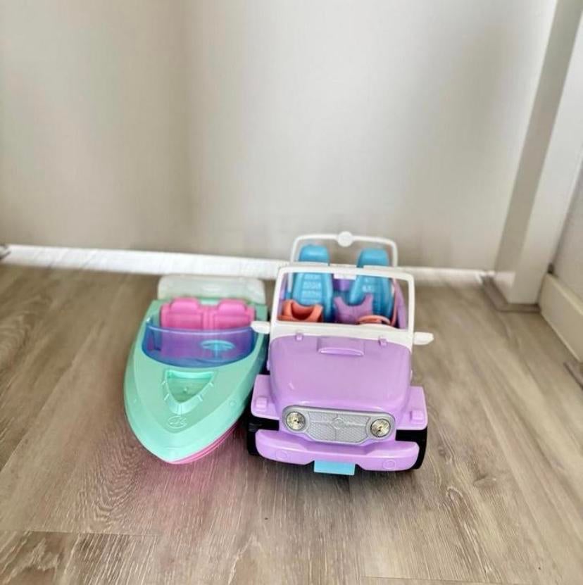 Barbie Jeep en Speedboot Speelset, Ophalen, Zo goed als nieuw