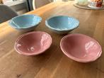 4 schaaltjes (roze en lichtblauw), Ophalen of Verzenden, Overige stijlen, Glas, Schaal of Schalen