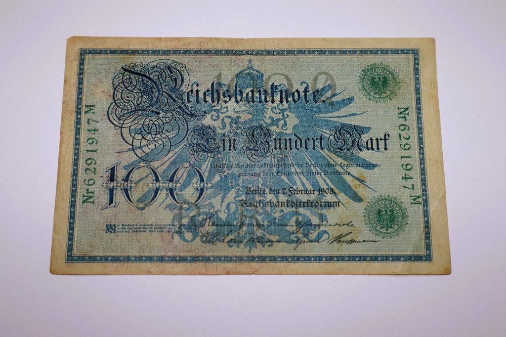 Bankbiljet 100 Mark 1908, Ophalen, Duitsland, Los biljet