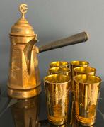 Oosterse koffie/thee set – kan met 6 goudkleurige glazen, Ophalen, Glas, Overige stijlen, Glas of Glazen