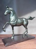 Vintage Messing Paard op Houten Sokkel Mid-Century Design, Ophalen of Verzenden