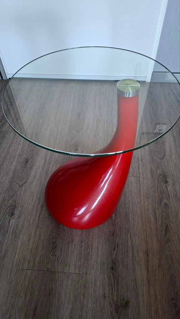 Kleurrijk bijzettafel rood, Huis en Inrichting, Tafels | Bijzettafels, Minder dan 55 cm, Ophalen, 45 tot 60 cm, Glas