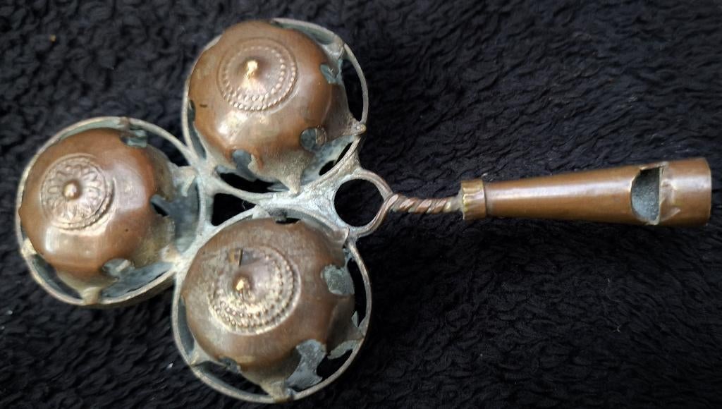 Prachtige antieke kinder FLUIT - RAMMELAAR met 3 bellen, Ophalen of Verzenden