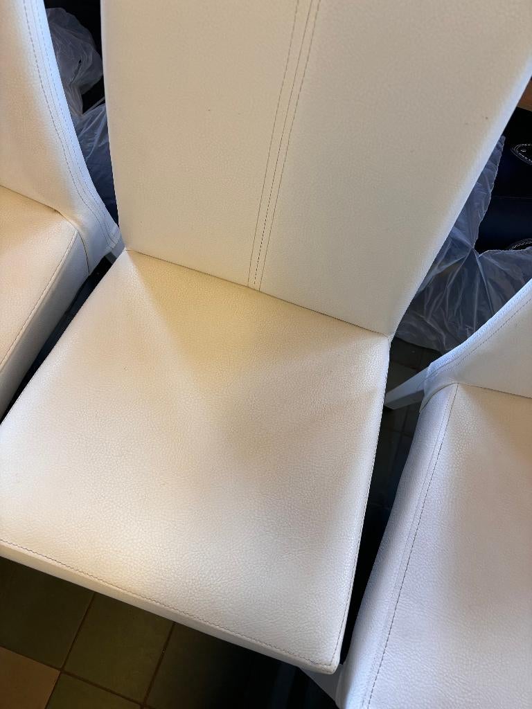 ANT DECO Eetkamerstoelen Wit Kunstleer Set van 4, Ophalen, Overige materialen, Gebruikt, Wit