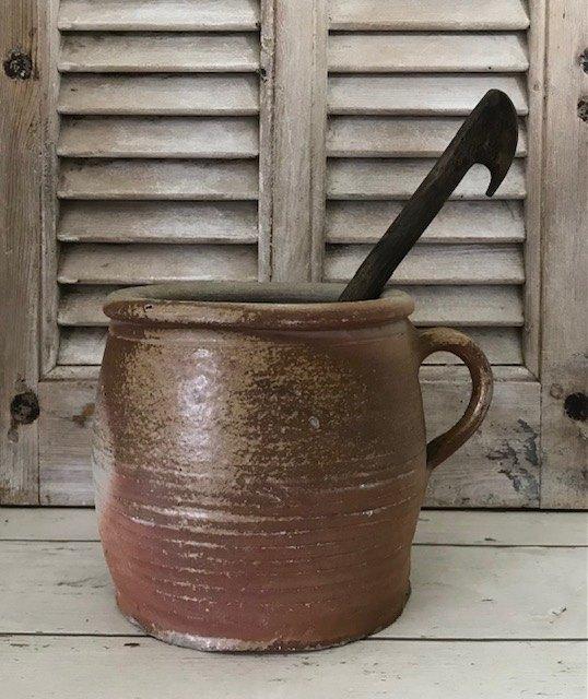 Antieke Franse olijven lepel robuust en ambachtelijk, Ophalen of Verzenden