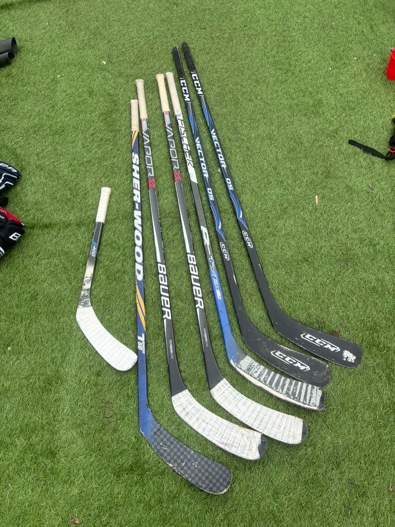 Set ijshockeysticks CCM,Bauer,Sher-Wood&Fischer – diverse, Sport en Fitness, IJshockey, Ophalen, Zo goed als nieuw, Stick