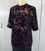 mooi! VINTAGE burgundy floral velvet burnout top mt 38/40, Maat 38/40 (M), Paars, Ophalen of Verzenden, Onbekend