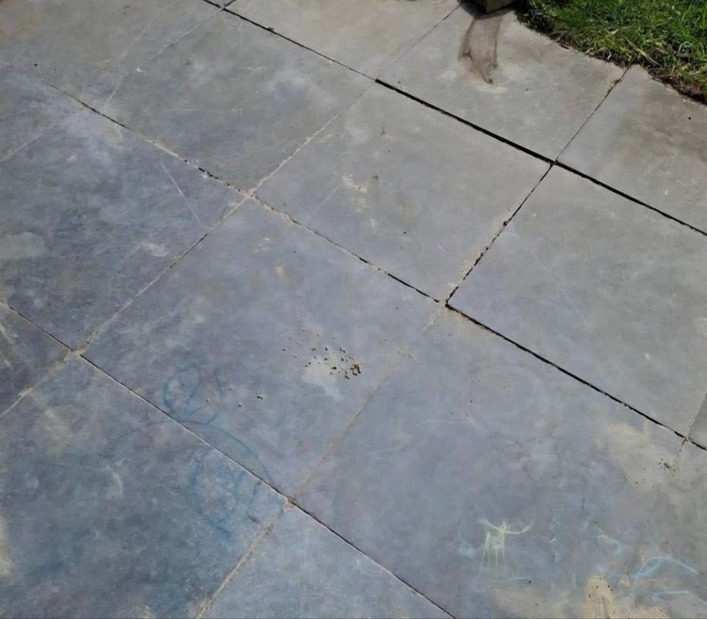 Ruim 27,5m2 belgisch hardsteen terrastegels 60x60cm 3cm dik, Tuin en Terras, Tegels en Klinkers, Ophalen, Gebruikt, Natuursteen