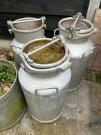 Oude Aluminium Melkbussen met Deksel en Handvaten, Ophalen