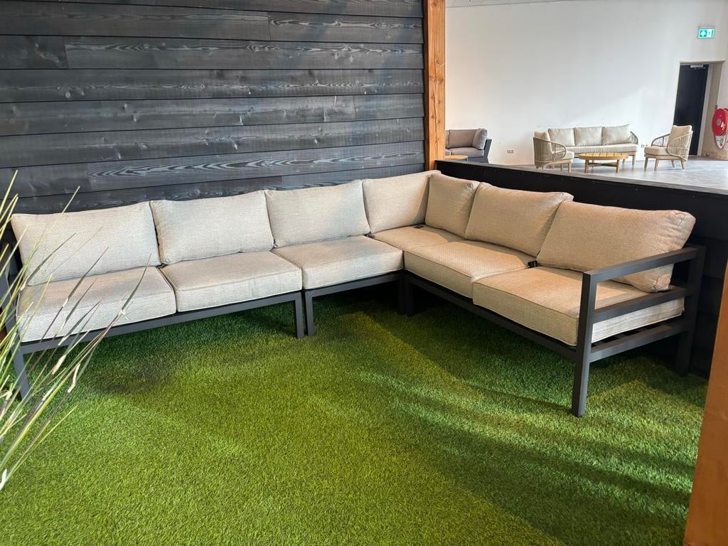 Luxe Aluminium Loungeset - Hoekbank met Kussens, Tuin en Terras, Tuinsets en Loungesets, Meer dan 8 zitplaatsen, Ophalen of Verzenden