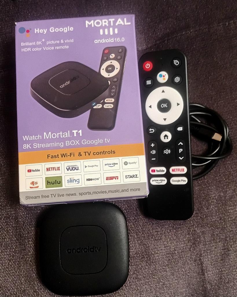 Mortal T1 8K Streaming Box Google TV met Android 16.0, Ophalen of Verzenden, Gebruikt, HDMI, Zonder harde schijf