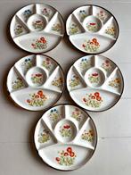 Vijf vintage fondue/gourmet borden Wild Flowers, Ophalen of Verzenden