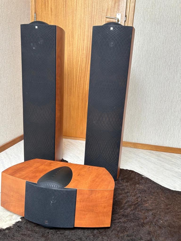 Kef speakerset en Yamaha versterker, Gebruikt, 60 tot 120 watt, Surroundset zonder subwoofer, Ophalen