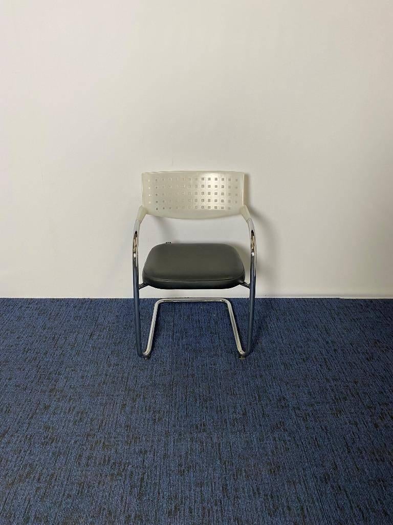 2 x Vergaderstoel Vitra Visasoft - Visavis, zwart leder, Huis en Inrichting, Stoelen, Ophalen, Gebruikt, Twee, Leer