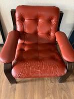 Toffe vintage jaren 70 stoel, Ophalen, Gebruikt, 75 tot 100 cm, Leer