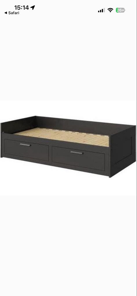 Ikea Brimnes bedbank, Ophalen, Eenpersoons, Zwart, 80 cm