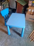Blauwe kindertafel met stoel, Kinderen en Baby's, Kinderkamer | Tafels en Stoelen, Ophalen of Verzenden