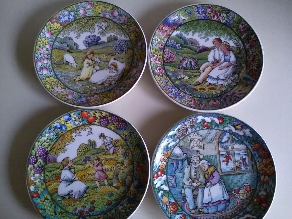 4 wandborden " de seizoenen in flora en leeftijd", Antiek en Kunst, Ophalen of Verzenden